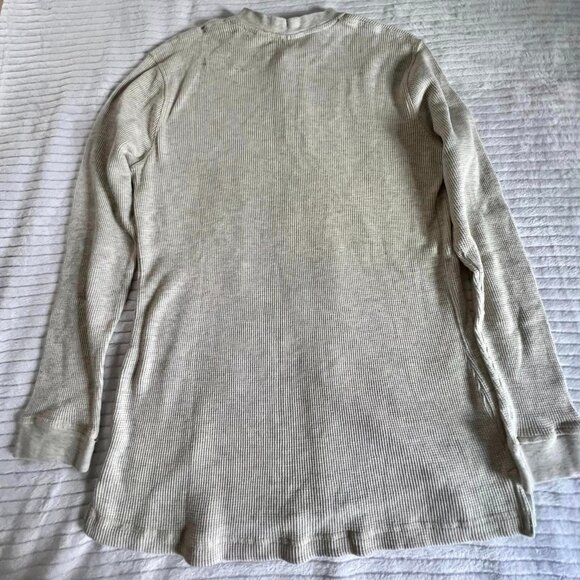 Men’s XL Big King Size Ivory Long Sleeve 1/4 Button Down Thermal Pullover - Picture 6 of 6